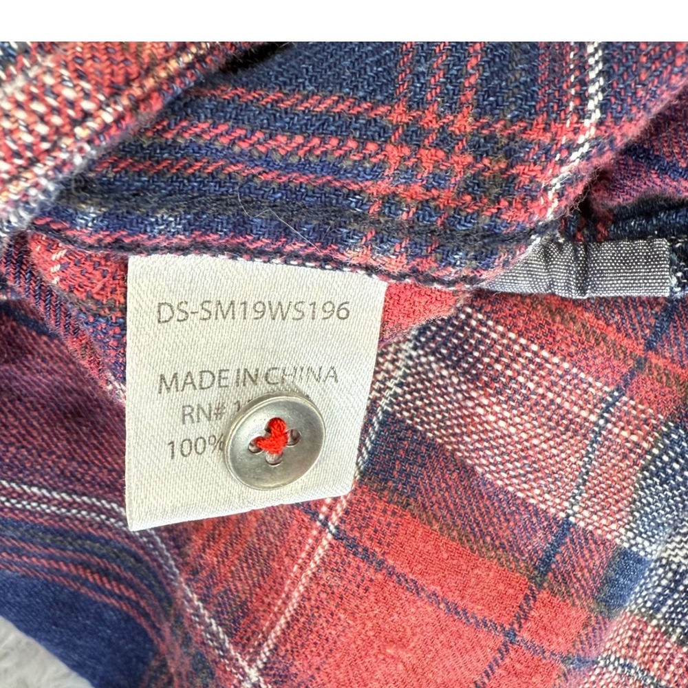 Desert Son Flag & Anthem Plaid Flannel Pearl Snap Button Rustic Cowboy Western - Picture 10 of 12